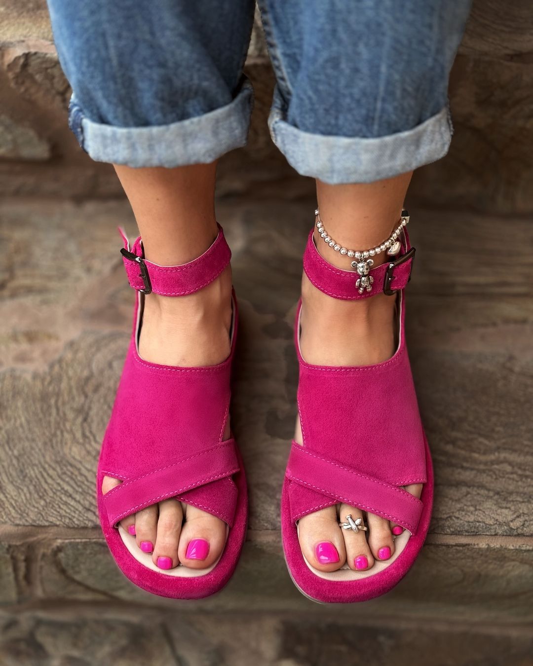 Comfortable natural suede sandals