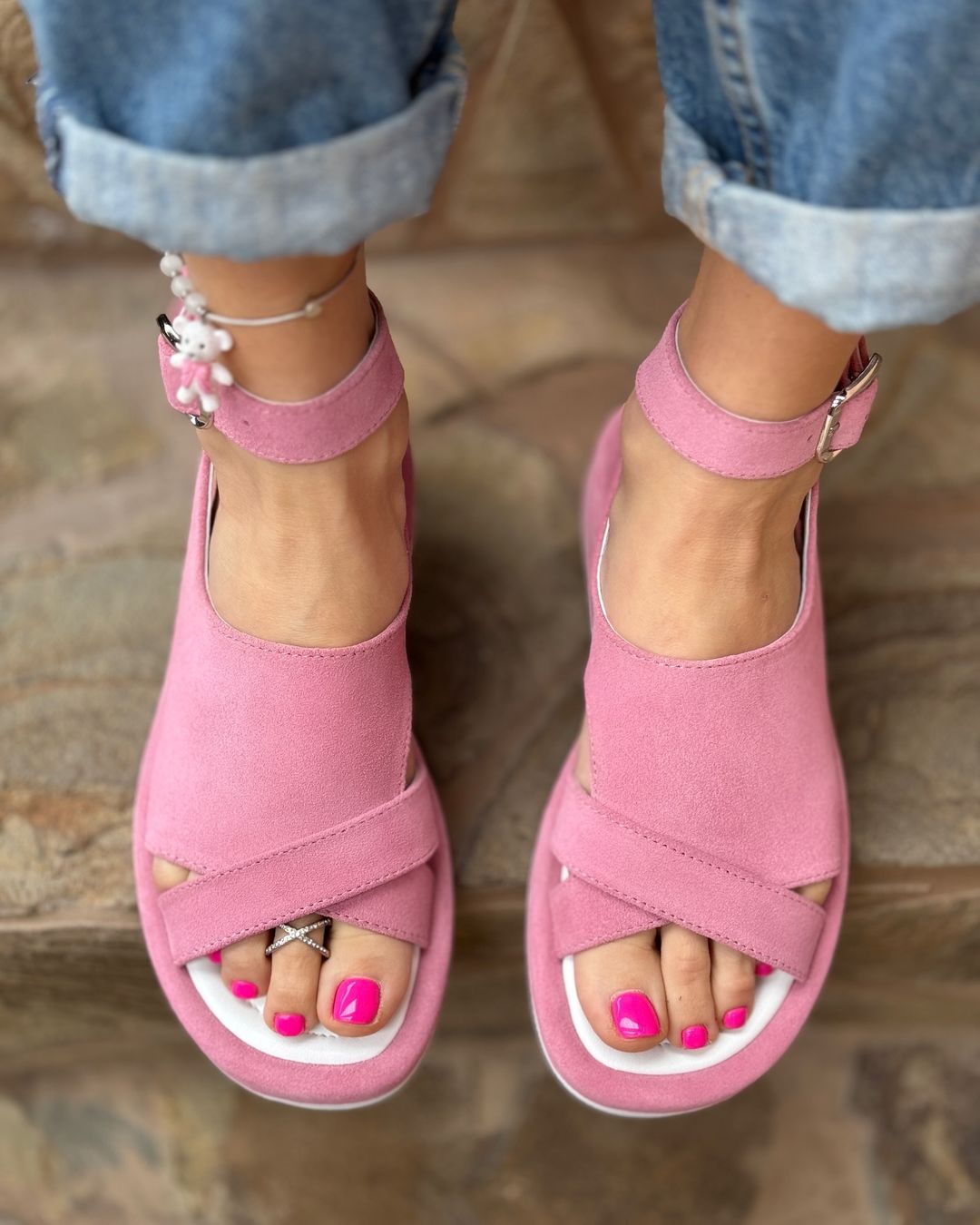 Comfortable natural suede sandals
