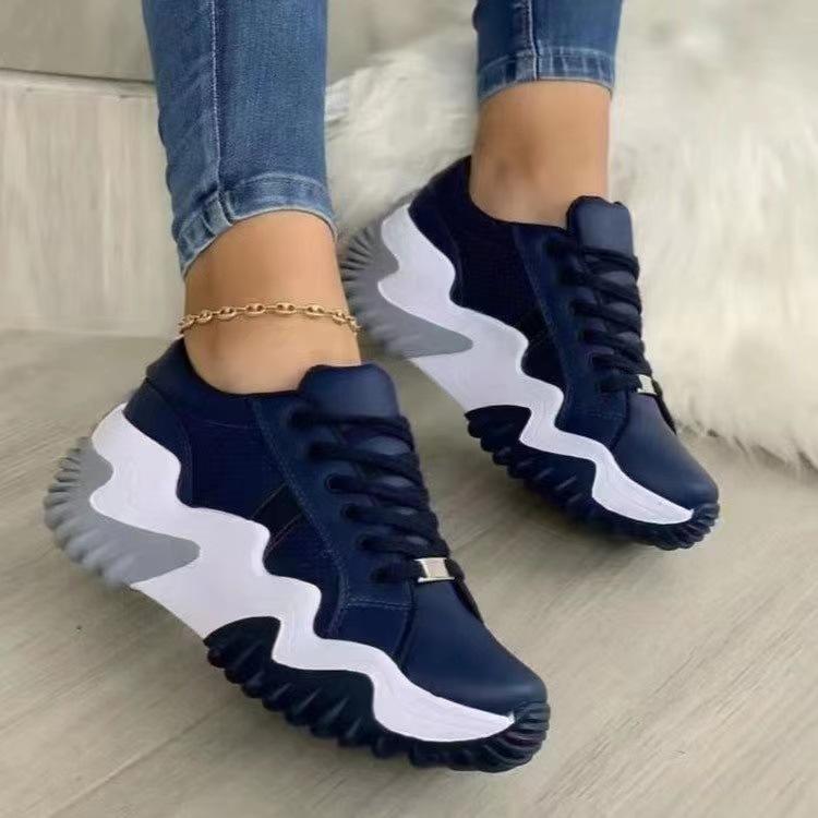 Women thick-soled platform heel casual lace-up shoes