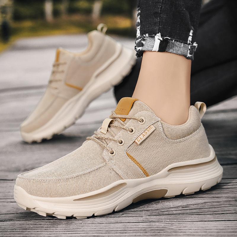 Canvas platform wide feet lace-up casual shoes