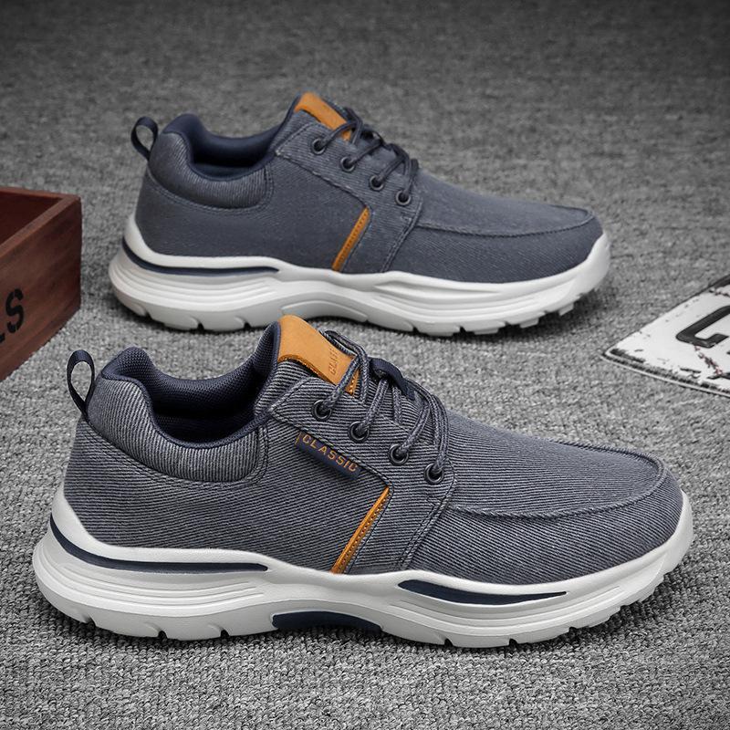 Canvas platform wide feet lace-up casual shoes