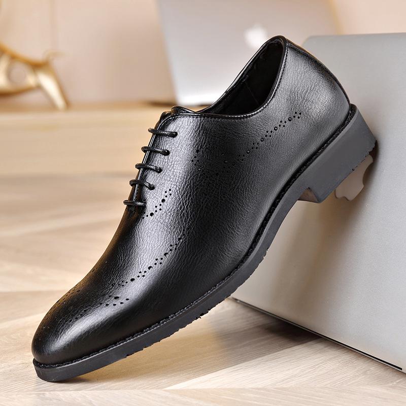 Italian handmade bullock breathable men's business banquet leather shoes