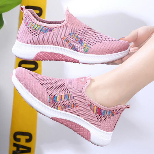Slip on fly-woven breathable casual lightweight breathable sneakers