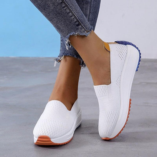 Fly weaving comfortable casual slip on women's shoes