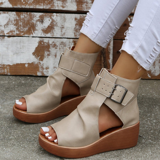 Roman wedge high top fishmouth sandals
