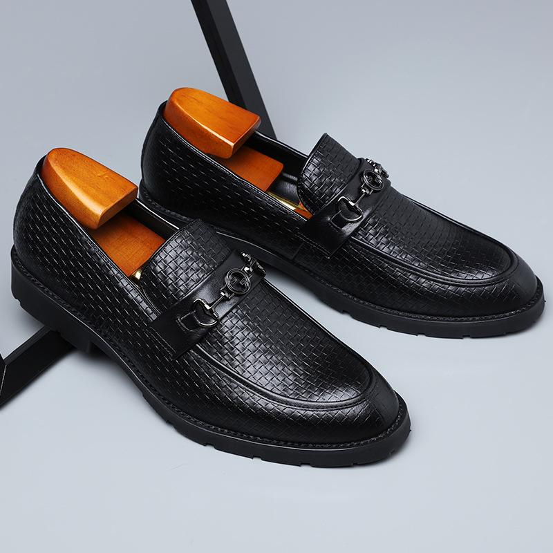 Italian hand-woven textured men's business shoes