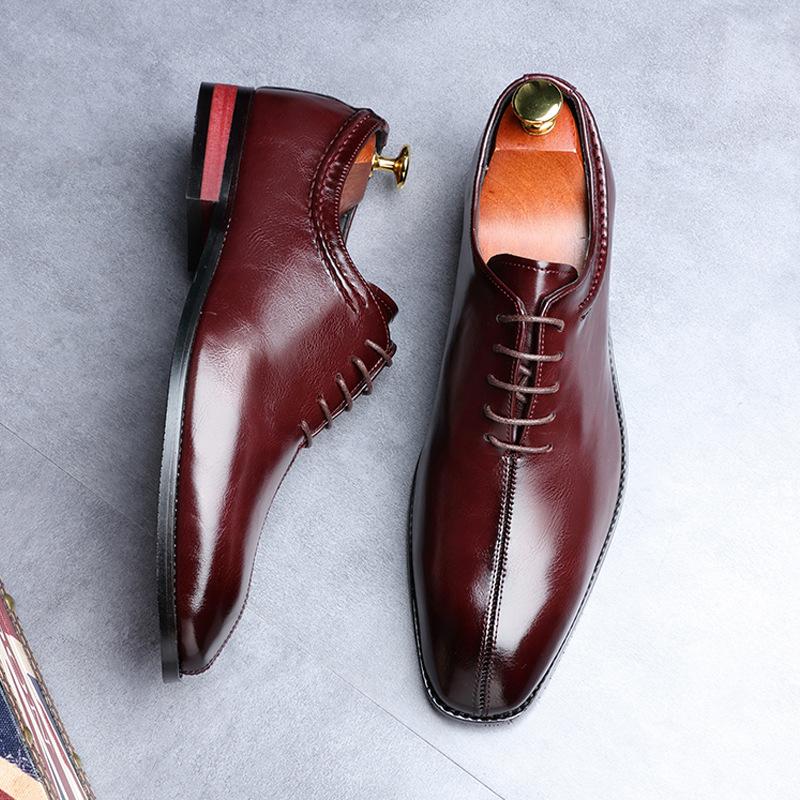 Italian handmade square toe business dress monk shoes