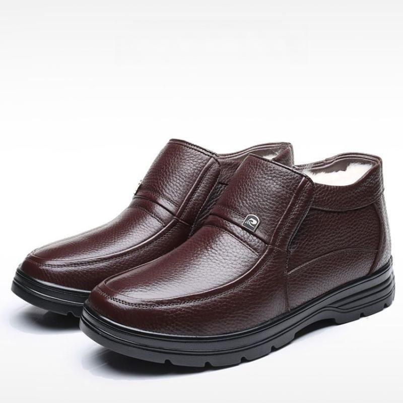 Leather cashmere plus size non-slip men's shoes