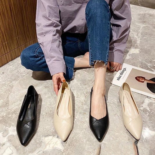 New style pointed toe thick heel fashion shoes
